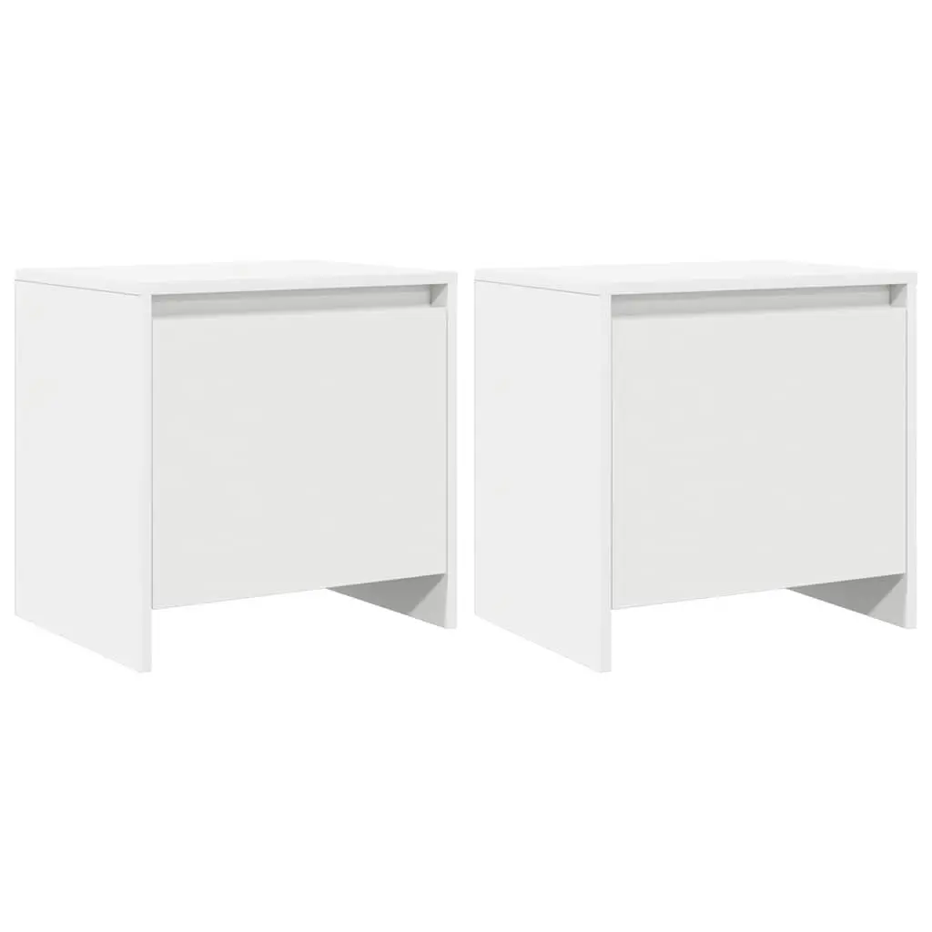 Bedside Cabinet Set 2 pcs White Nightstand Storage Engineered Wood 45 x 34 x 44.5 cm