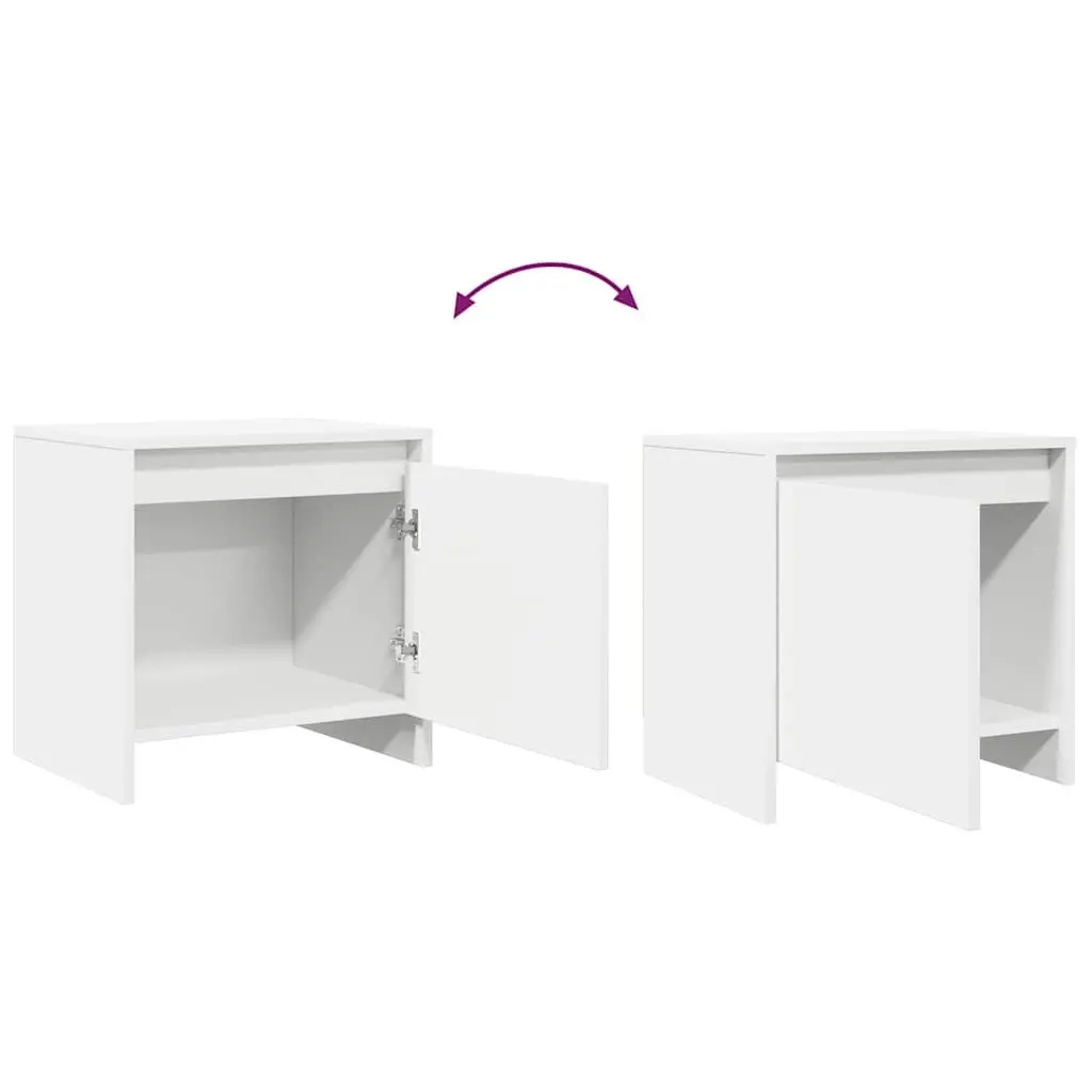 Bedside Cabinet Set 2 pcs White Nightstand Storage Engineered Wood 45 x 34 x 44.5 cm