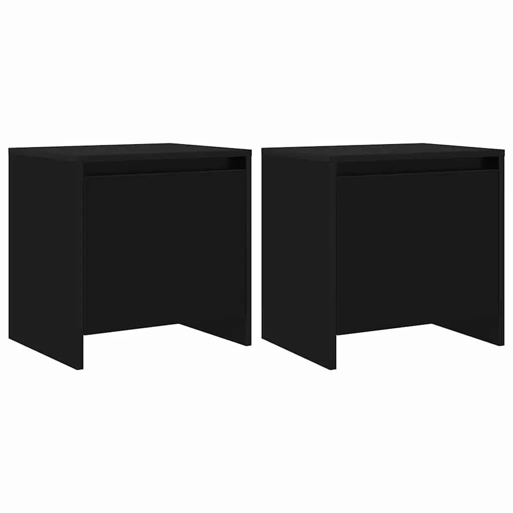 Black Bedside Tables Set of 2 Nightstands Engineered Wood Storage 45x34x44.5cm