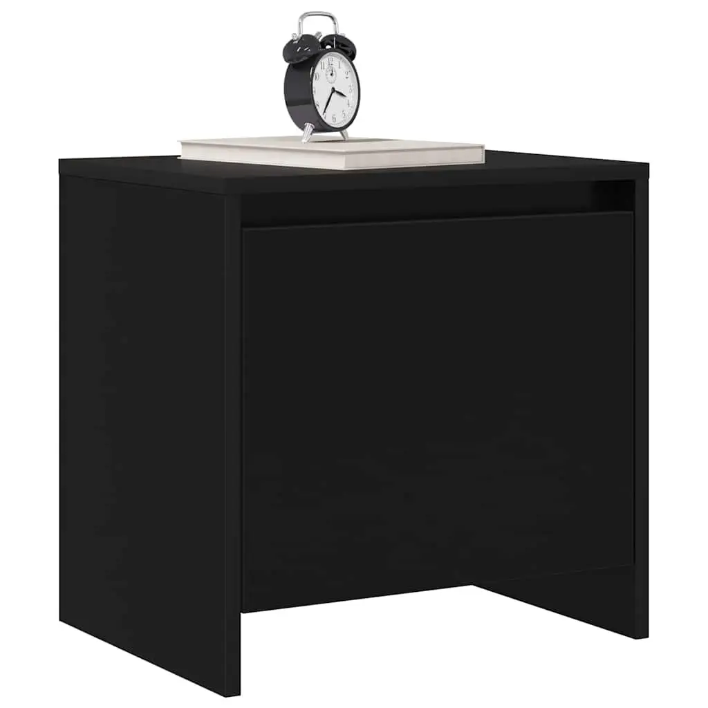 Black Bedside Tables Set of 2 Nightstands Engineered Wood Storage 45x34x44.5cm