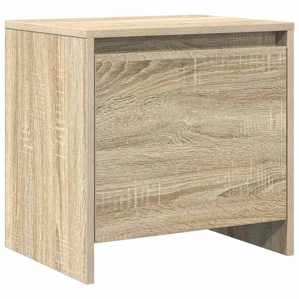 Bedside Cabinet Engineered Wood Storage Nightstand Table with Door Beige