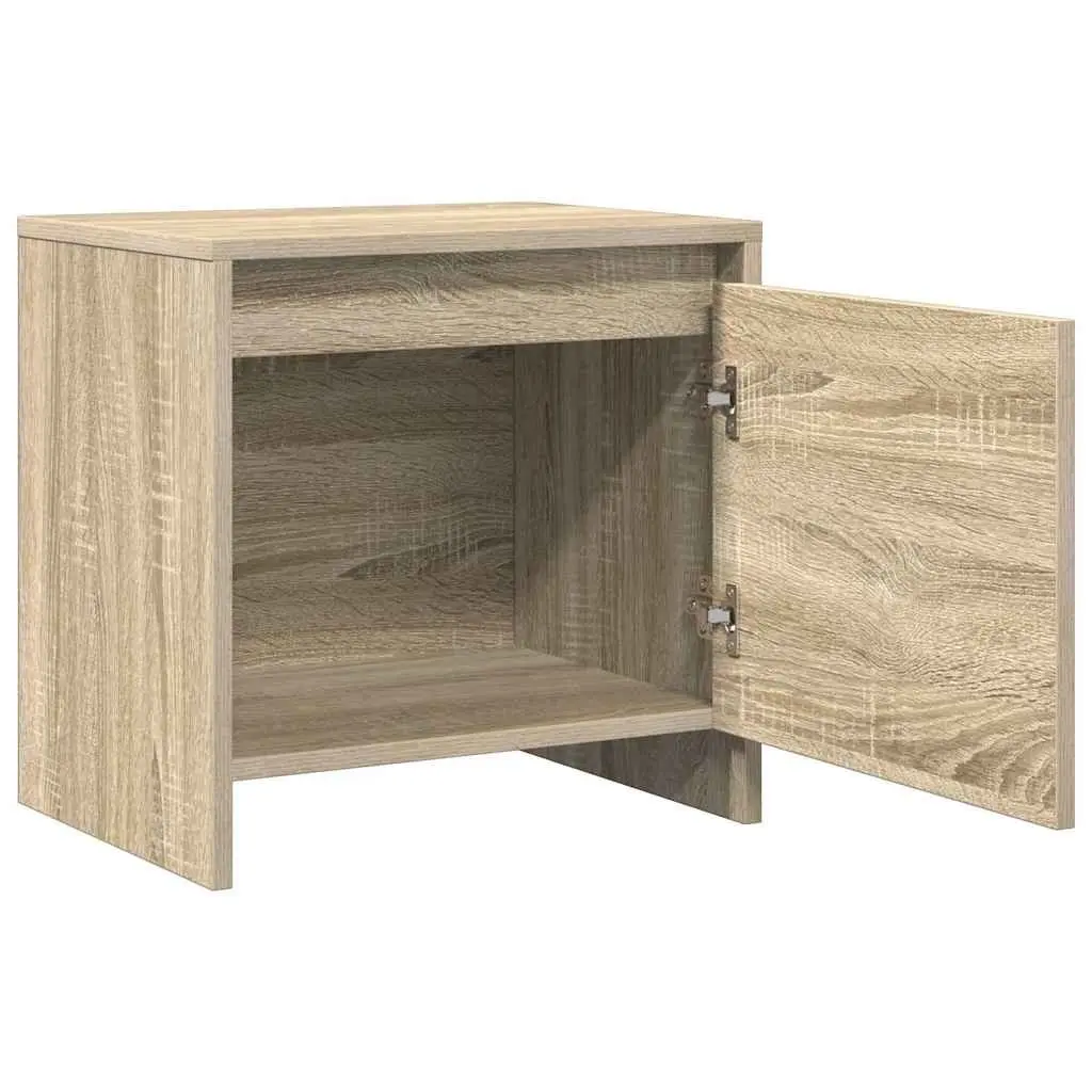 Bedside Cabinet Nightstand Storage Engineered Wood with Door 45x34x44.5cm Beige