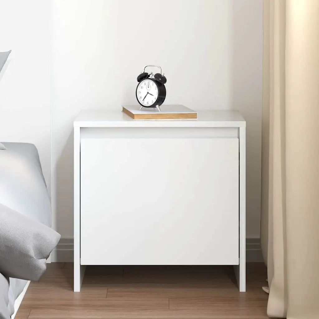 Bedside Cabinet White High Gloss Nightstand Storage Table 45x34x44.5cm
