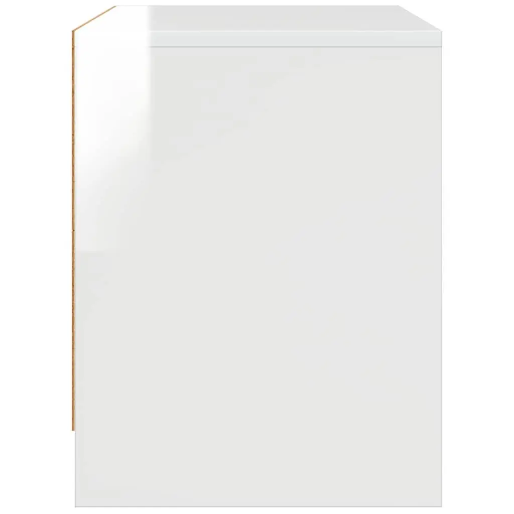 Bedside Cabinet White High Gloss Nightstand Storage Table 45x34x44.5cm