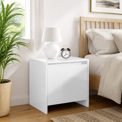 Bedside Cabinet White High Gloss 45x34x44.5 cm Engineered Wood Nightstand