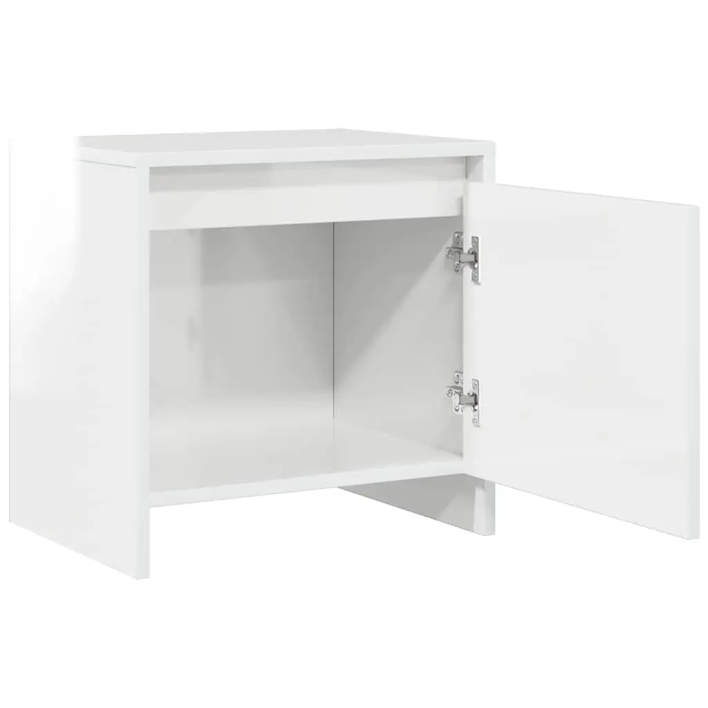 Bedside Cabinet Storage White High Gloss 45x34x44.5 cm Engineered Wood Nightstand 2 Piece