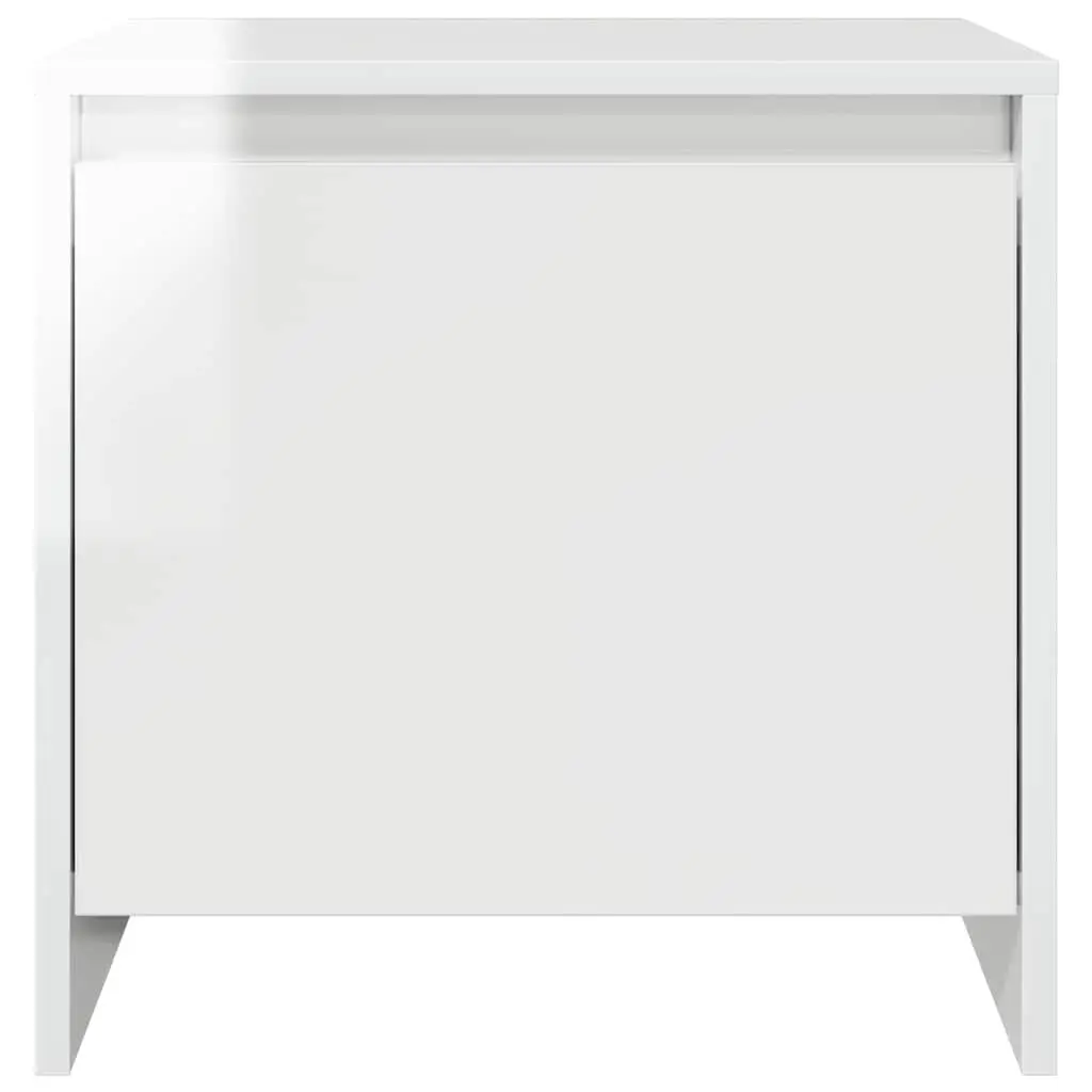 Bedside Cabinet Storage White High Gloss 45x34x44.5 cm Engineered Wood Nightstand 2 Piece