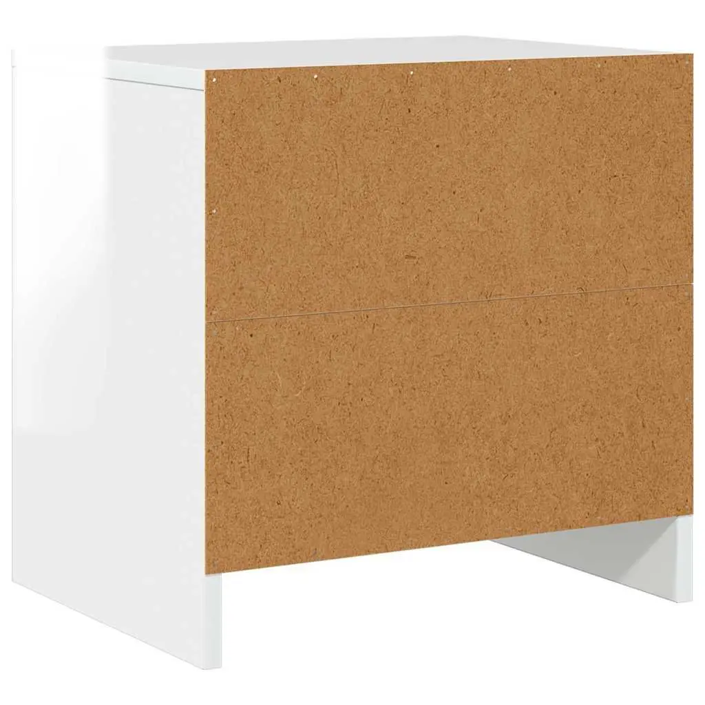 Bedside Cabinet Storage White High Gloss 45x34x44.5 cm Engineered Wood Nightstand 2 Piece