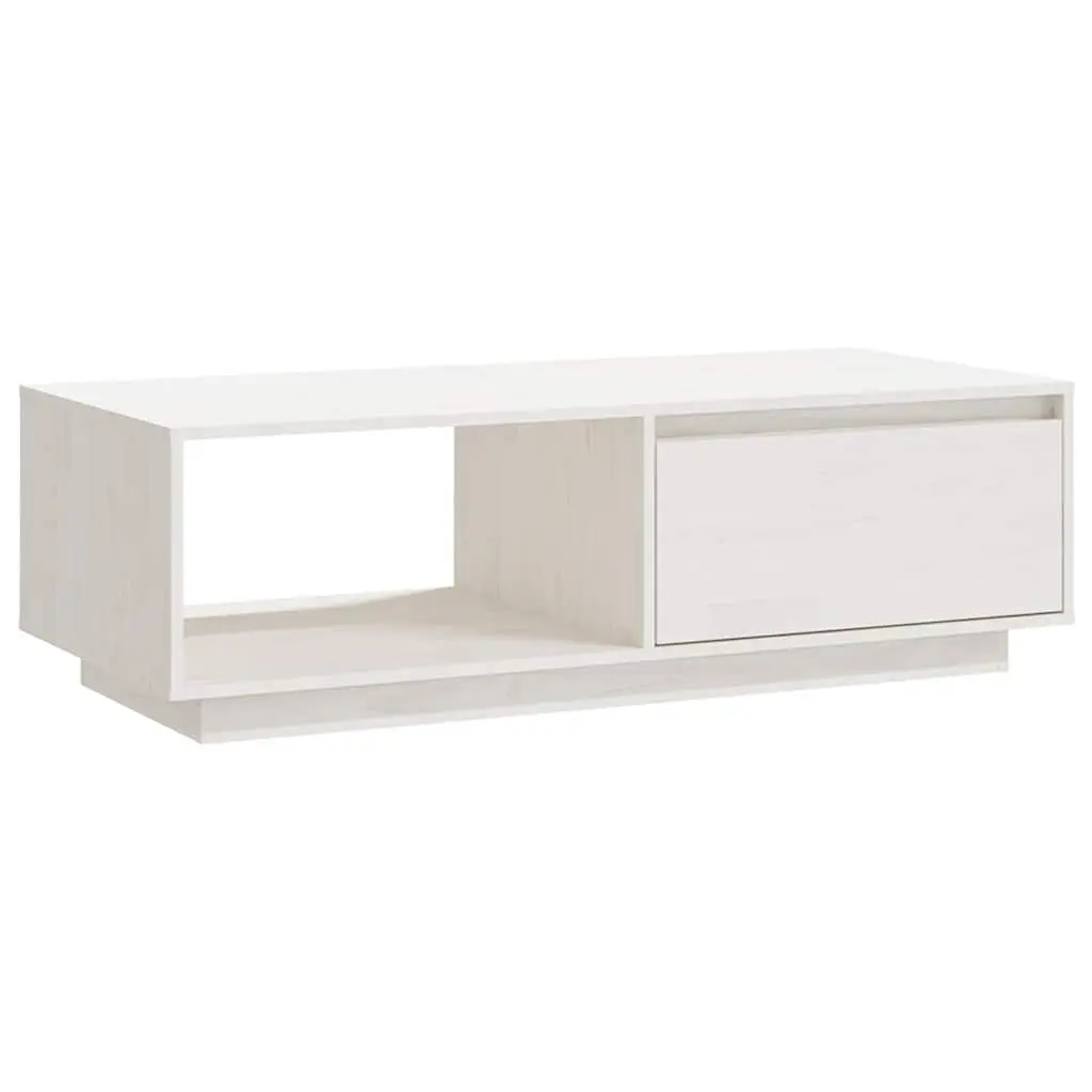 Coffee Table White Solid Pinewood Modern Design Living Room Accent Furniture