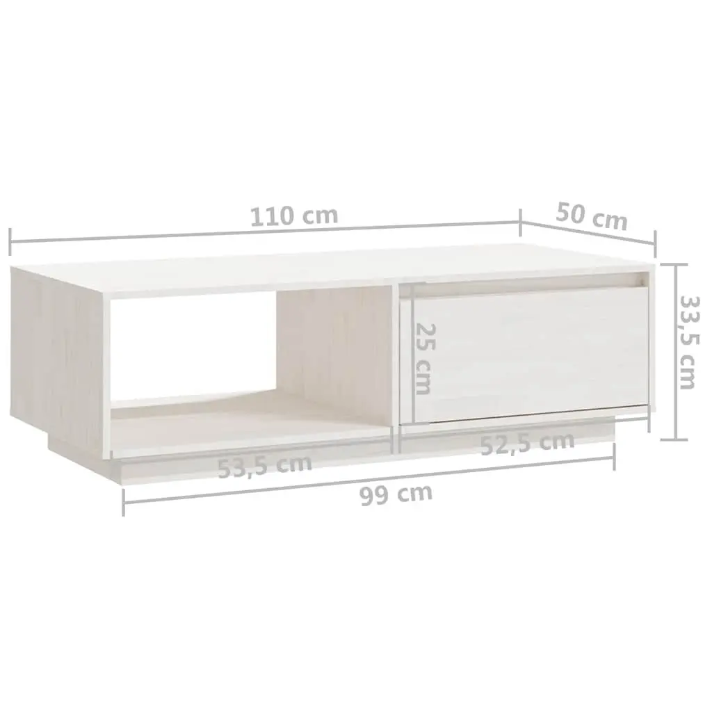Coffee Table White Solid Pinewood Modern Design Living Room Accent Furniture