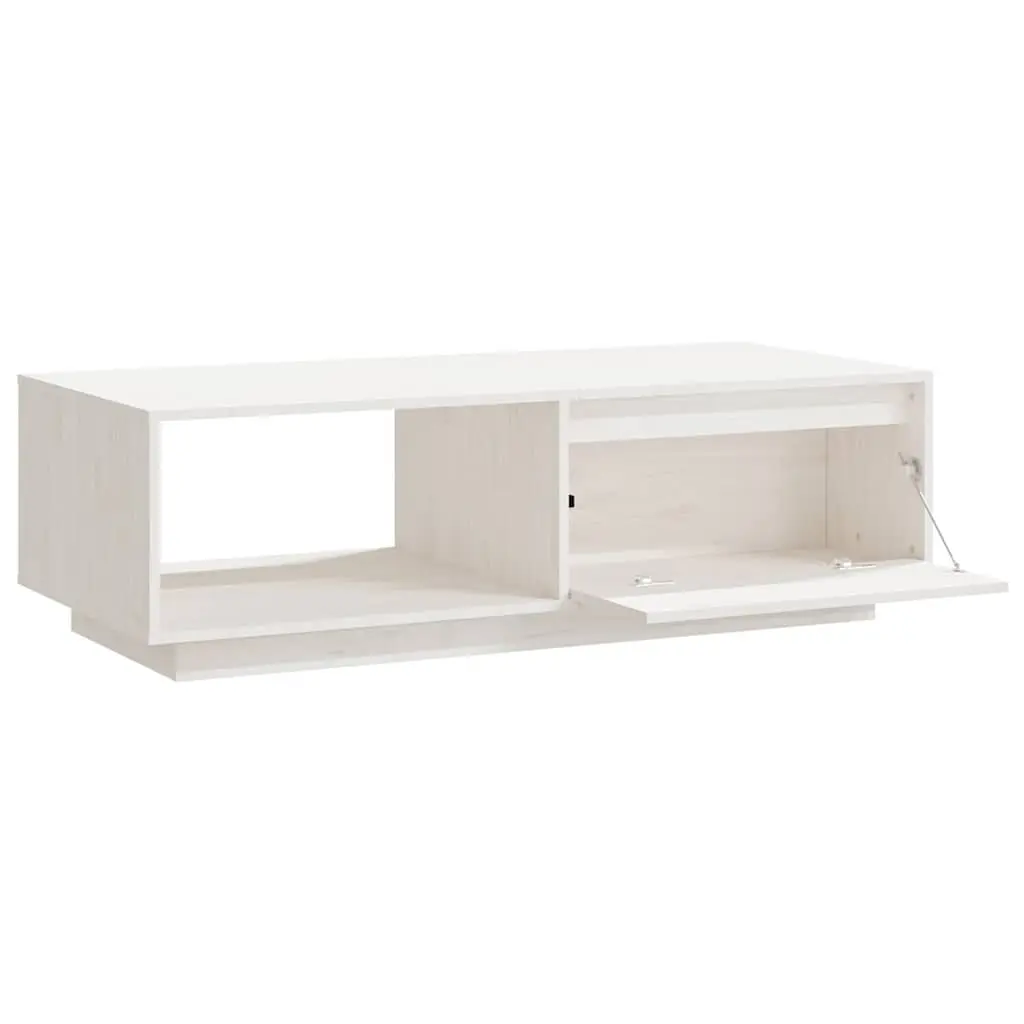 Coffee Table White Solid Pinewood Modern Design Living Room Accent Furniture