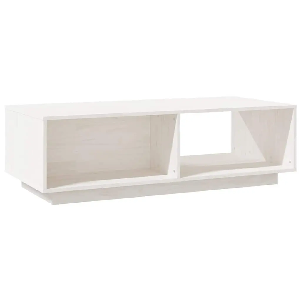 Coffee Table White Solid Pinewood Modern Design Living Room Accent Furniture