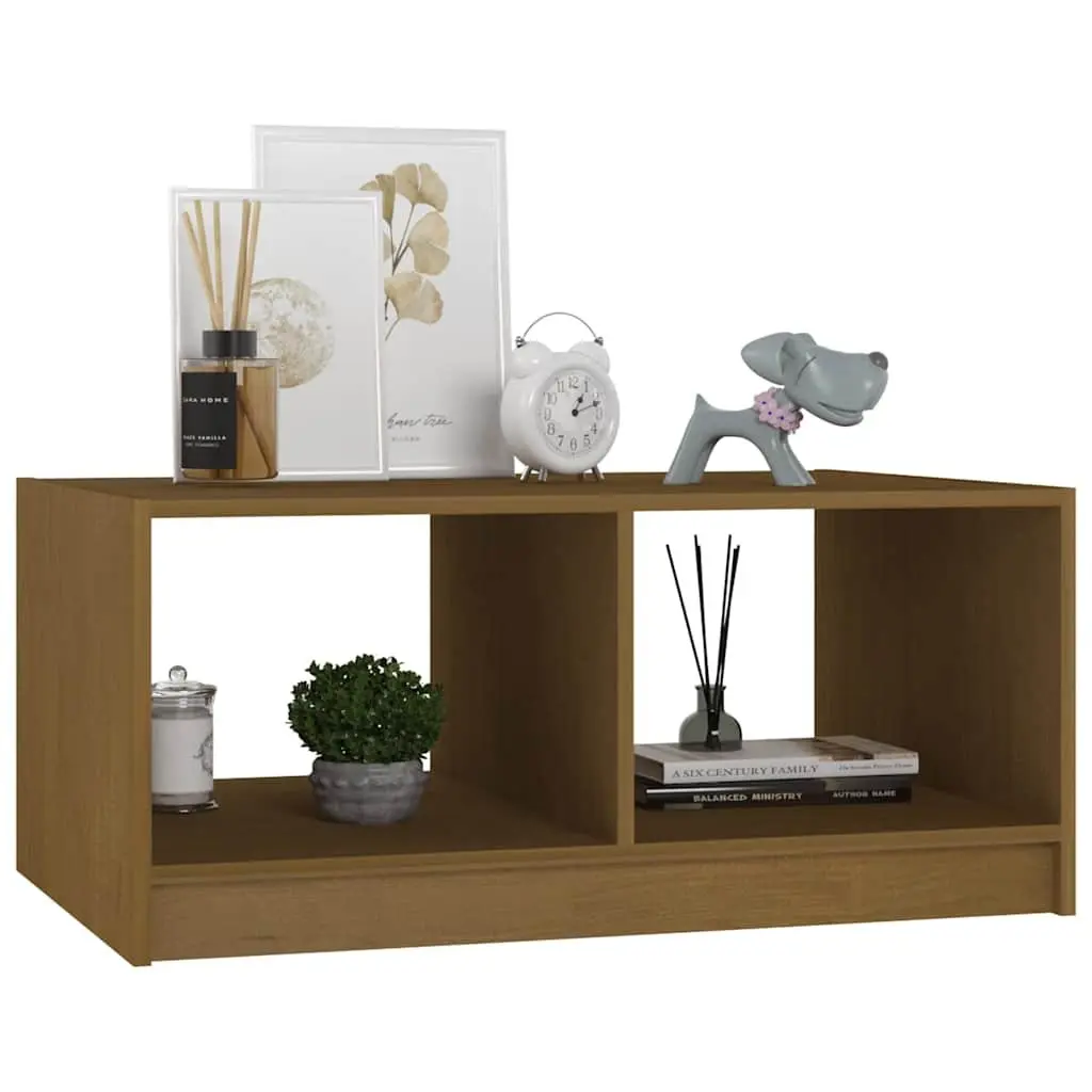 Brown Pinewood Coffee Table with Storage Option