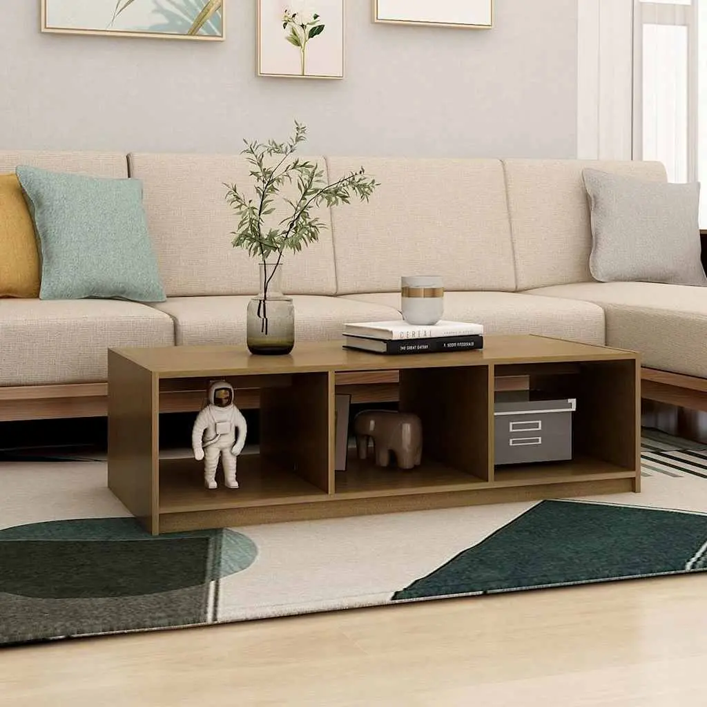 Solid Pinewood Coffee Table in Honey Brown