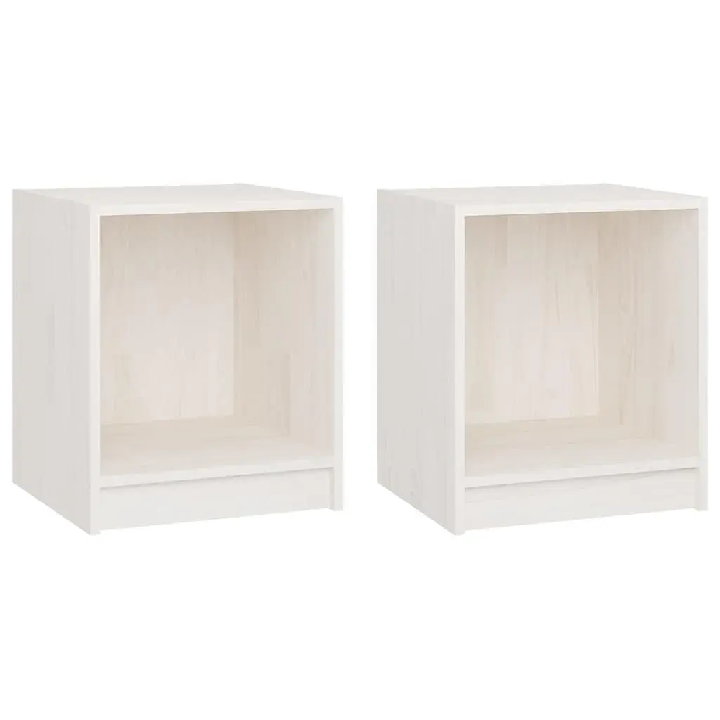 Bedside Cabinets 2 pcs White Storage Nightstand Solid Wood Bedroom Furniture