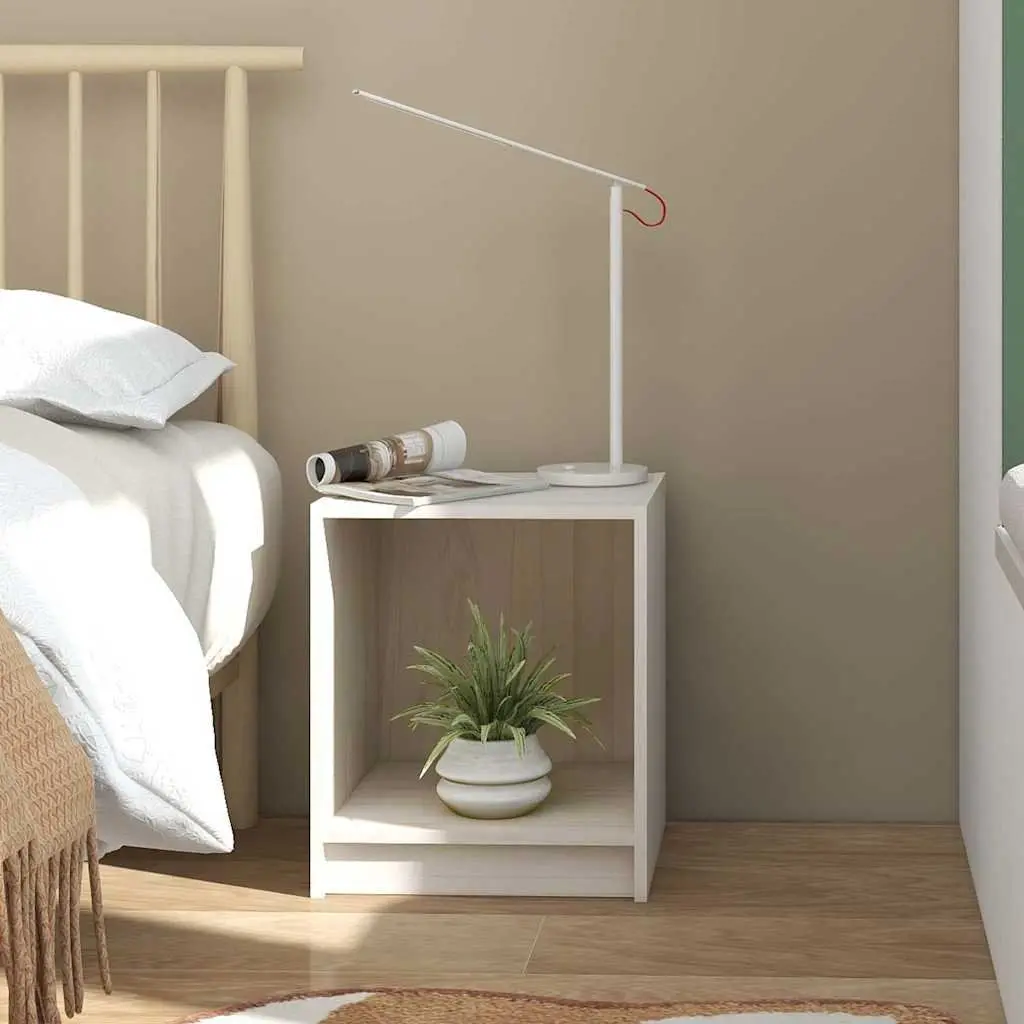 Bedside Cabinets 2 pcs White Storage Nightstand Solid Wood Bedroom Furniture