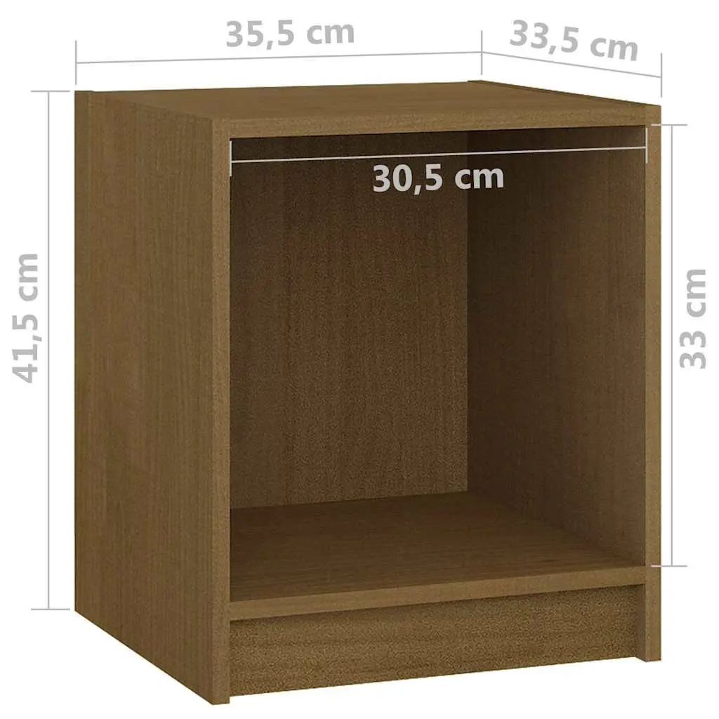 Bedside Cabinets 2 pcs Honey Brown Solid Pinewood Nightstand Storage
