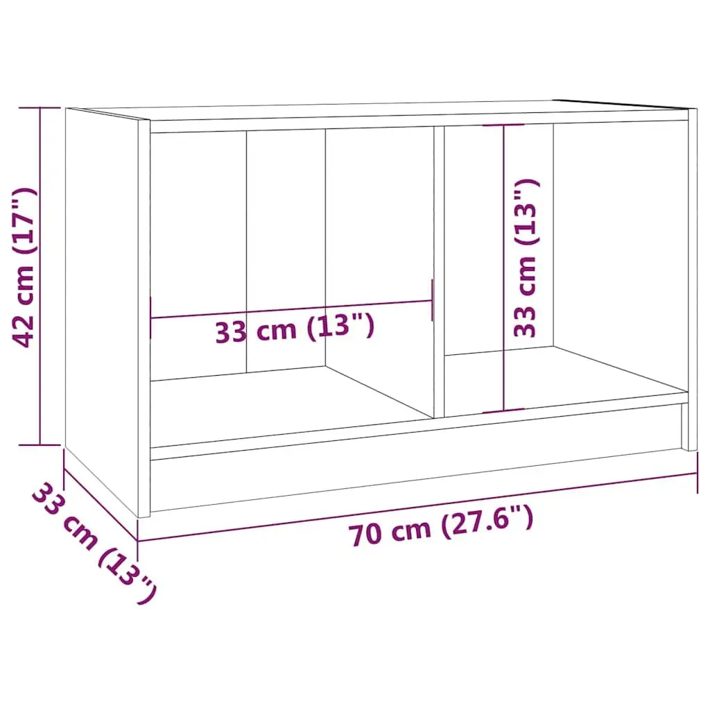 TV Cabinet Storage Unit 70x33x42 cm Brown Solid Pinewood Living Room Furniture