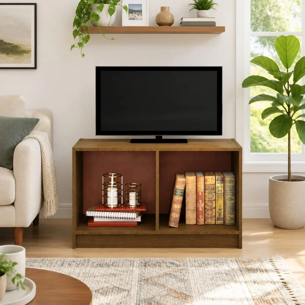 TV Cabinet Brown Living Room Storage Unit Modern Design Wooden Furniture Decor