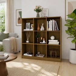 Solid Pinewood Book Cabinet: Warm Honey Brown Finish