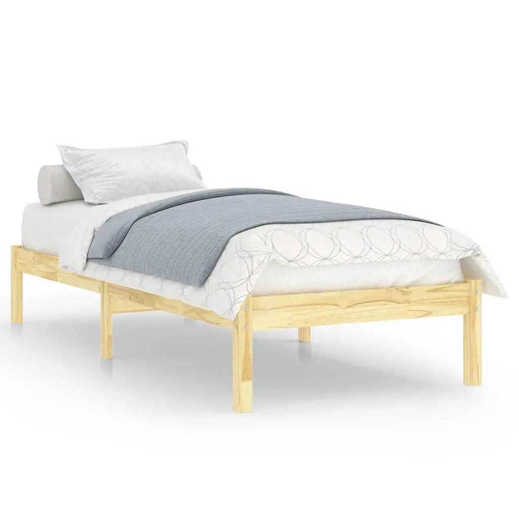 Solid Wood Bed Frame Single 90x190 cm Brown Wooden Bedroom Furniture Slatted