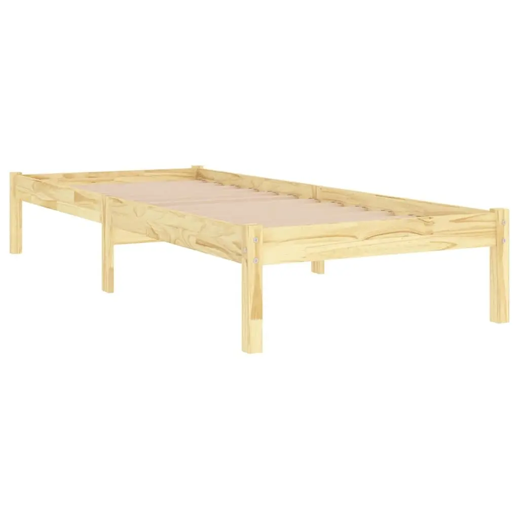 Solid Wood Bed Frame Single 90x190 cm Brown Wooden Bedroom Furniture Slatted