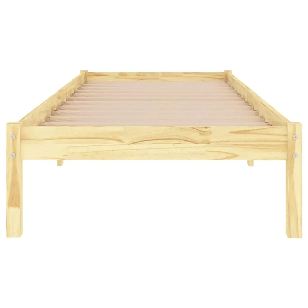 Solid Wood Bed Frame Single 90x190 cm Brown Wooden Bedroom Furniture Slatted