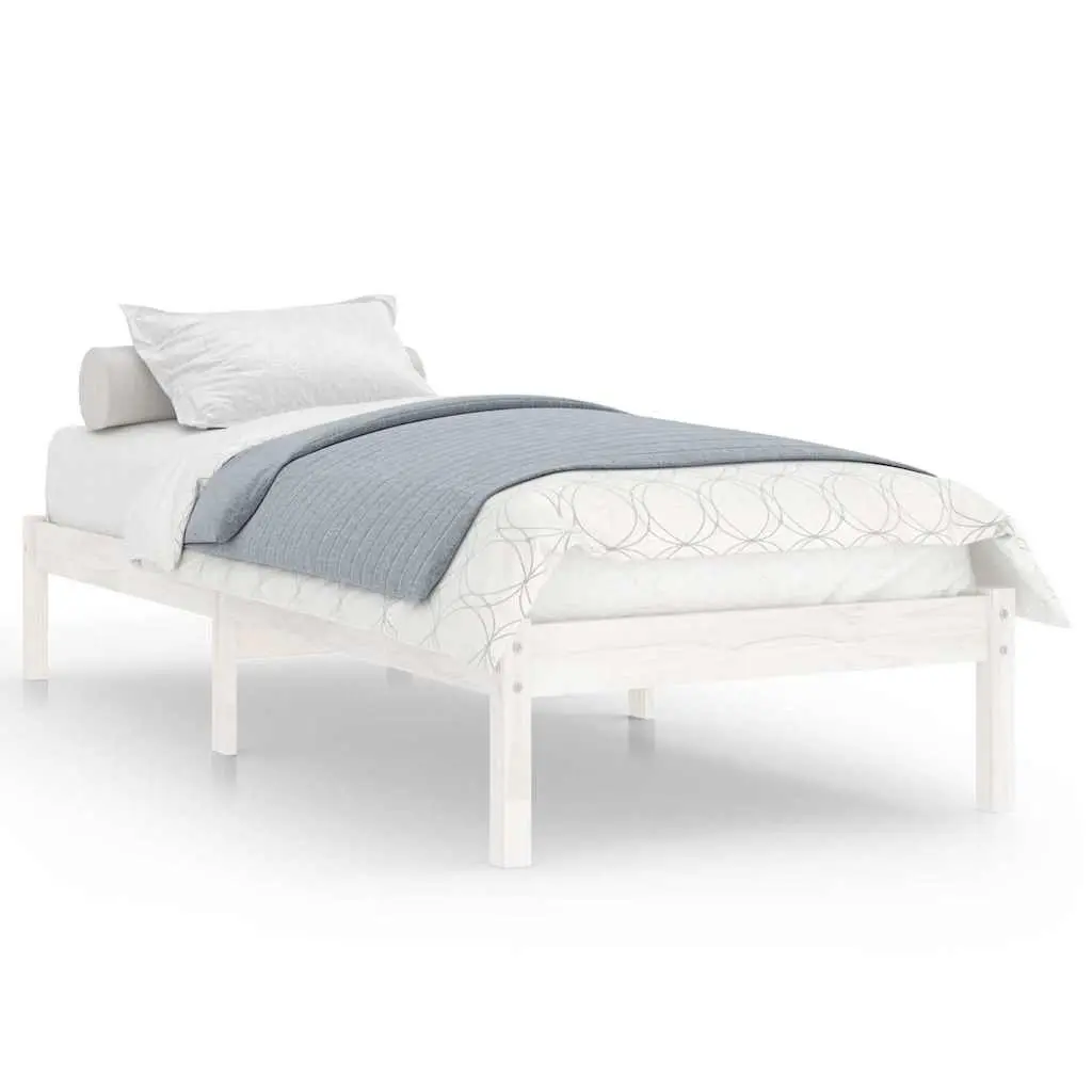 White Solid Pinewood Bed Frame 90x190 cm