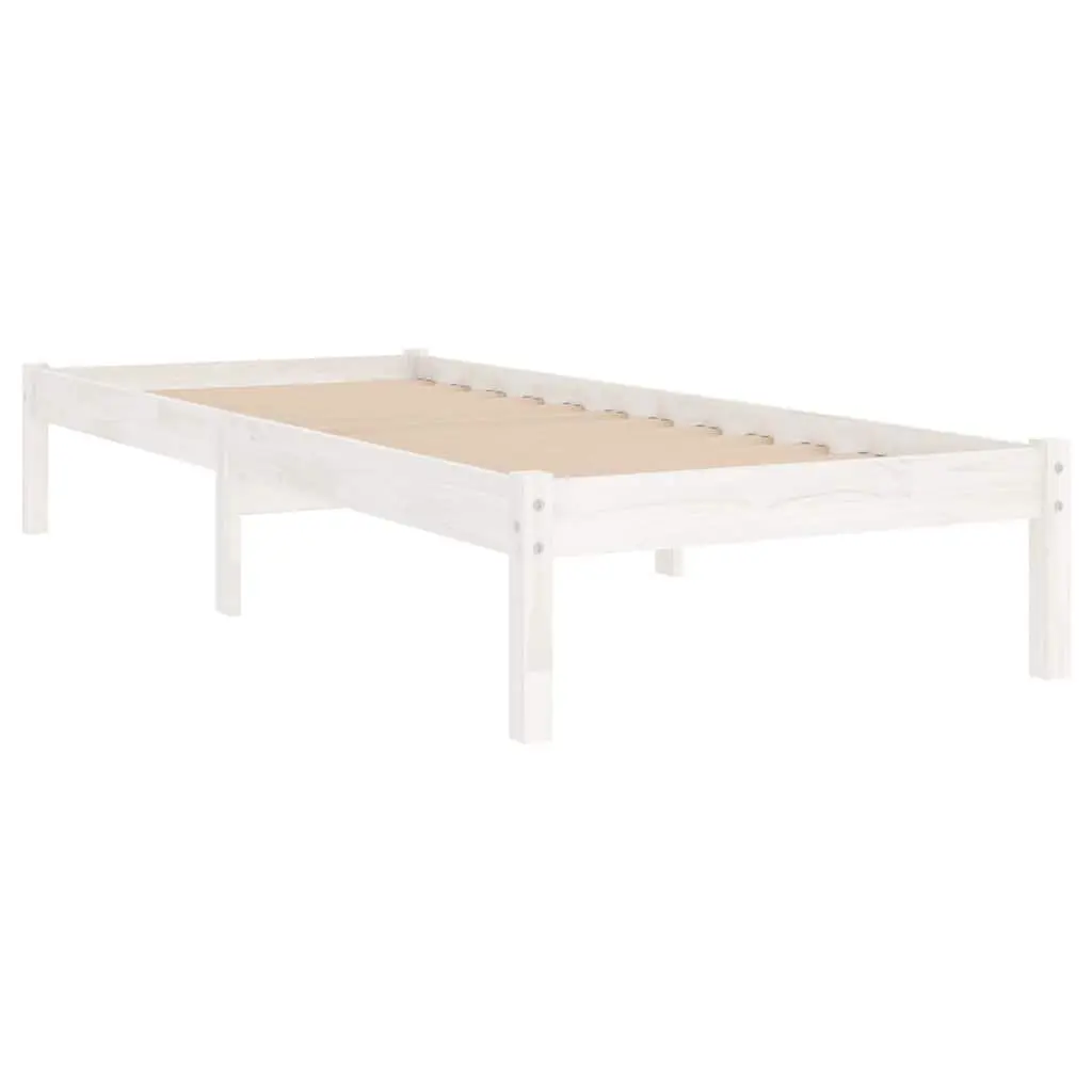 White Solid Pinewood Bed Frame 90x190 cm