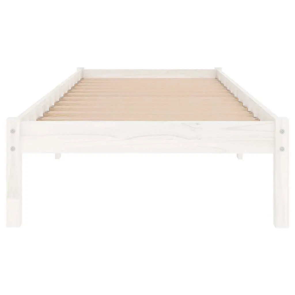 White Solid Pinewood Bed Frame 90x190 cm