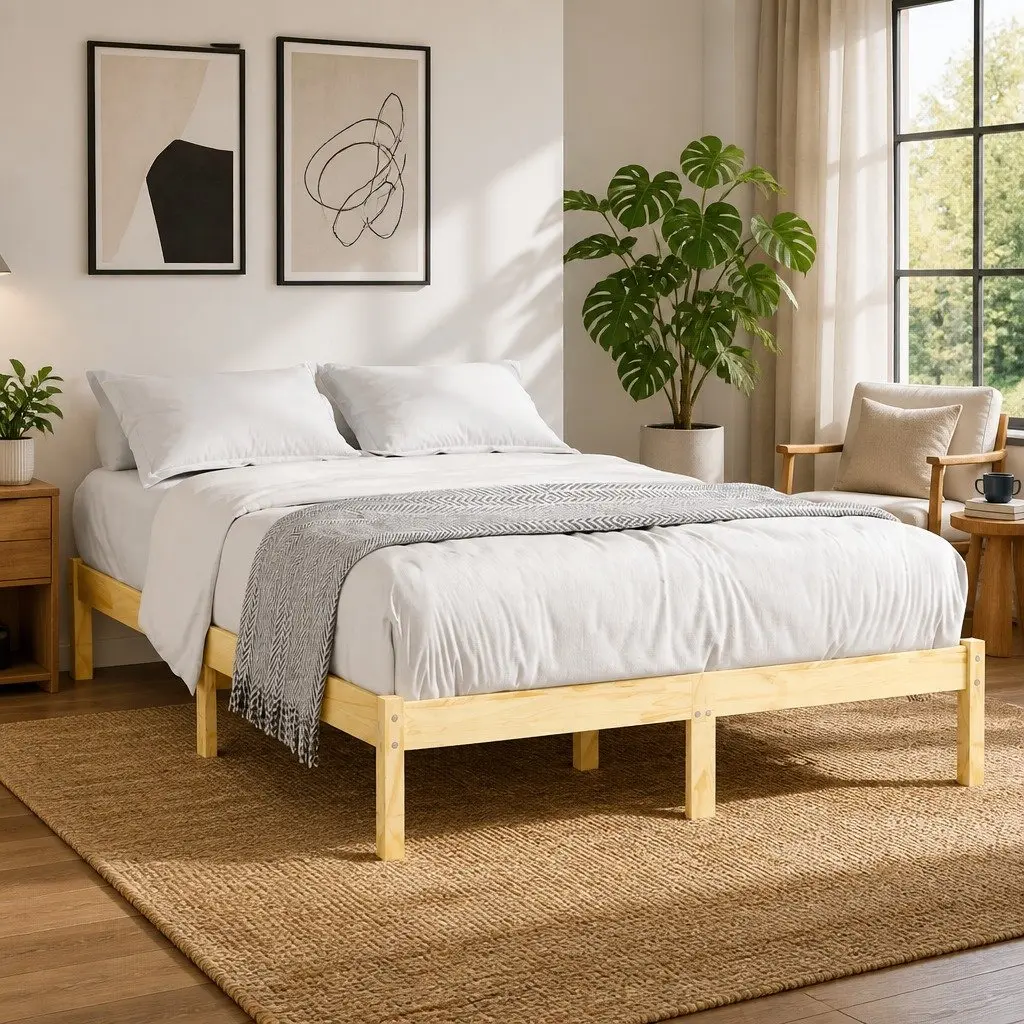 Solid Wood Bed Frame 135x190 cm in Brown