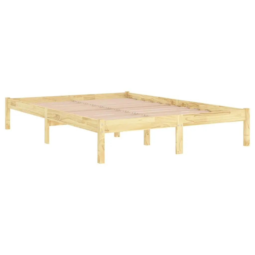 Solid Wood Bed Frame 150x200 cm Brown Slatted Base Bedroom Furniture