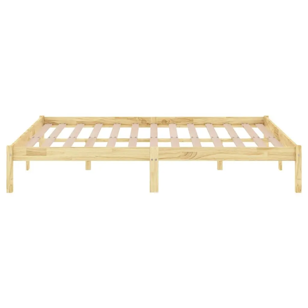 Solid Wood Bed Frame 150x200 cm Brown Slatted Base Bedroom Furniture