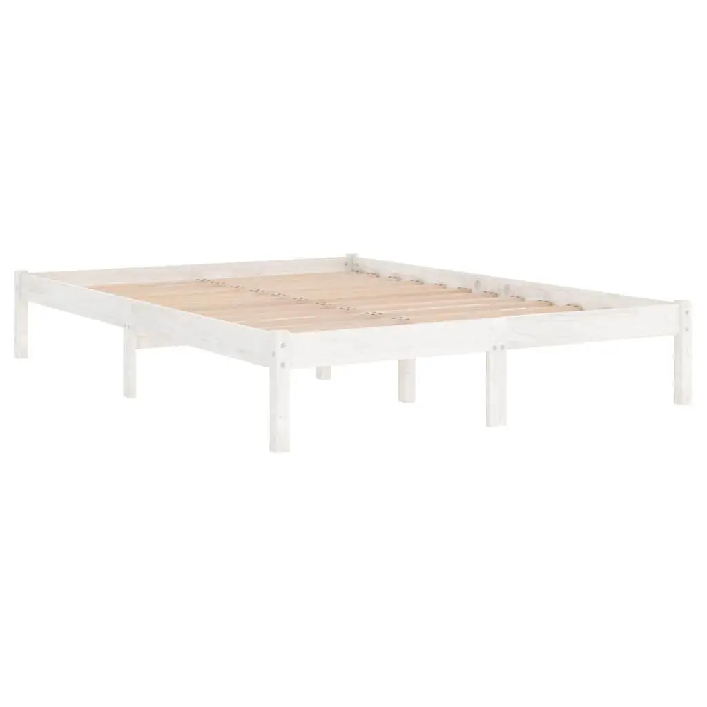 White Bed Frame 150x200 cm Solid Pinewood