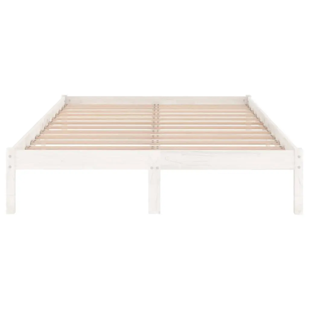 White Bed Frame 150x200 cm Solid Pinewood