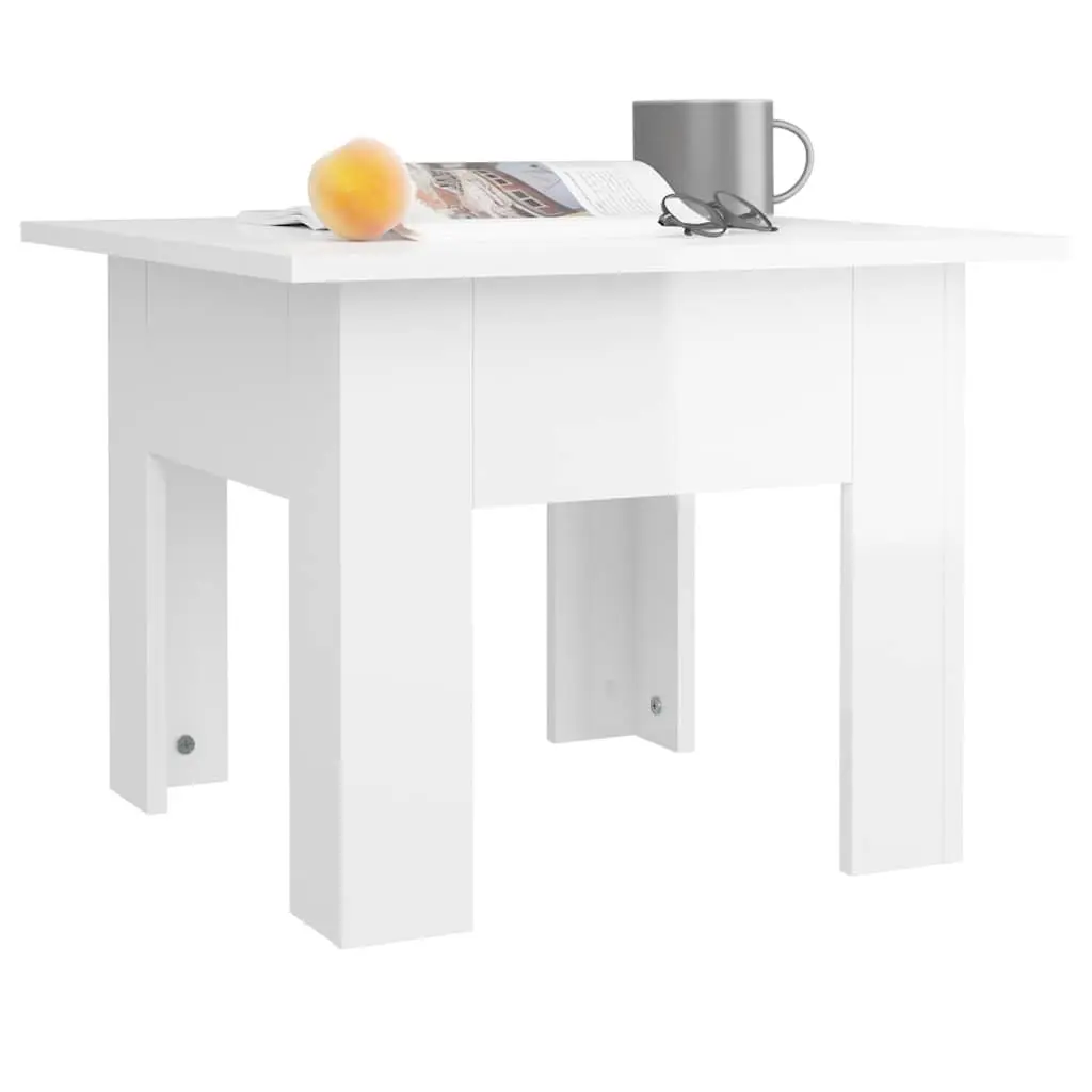 Coffee Table High Gloss White Modern Design Living Room Accent Side Table