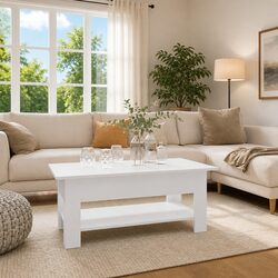 Warm and Practical Modern Coffee Table in White