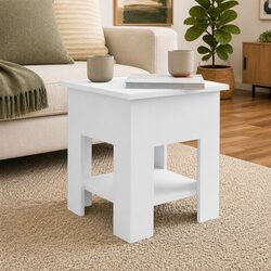 Practical White Coffee Table: Storage Shelf Included
