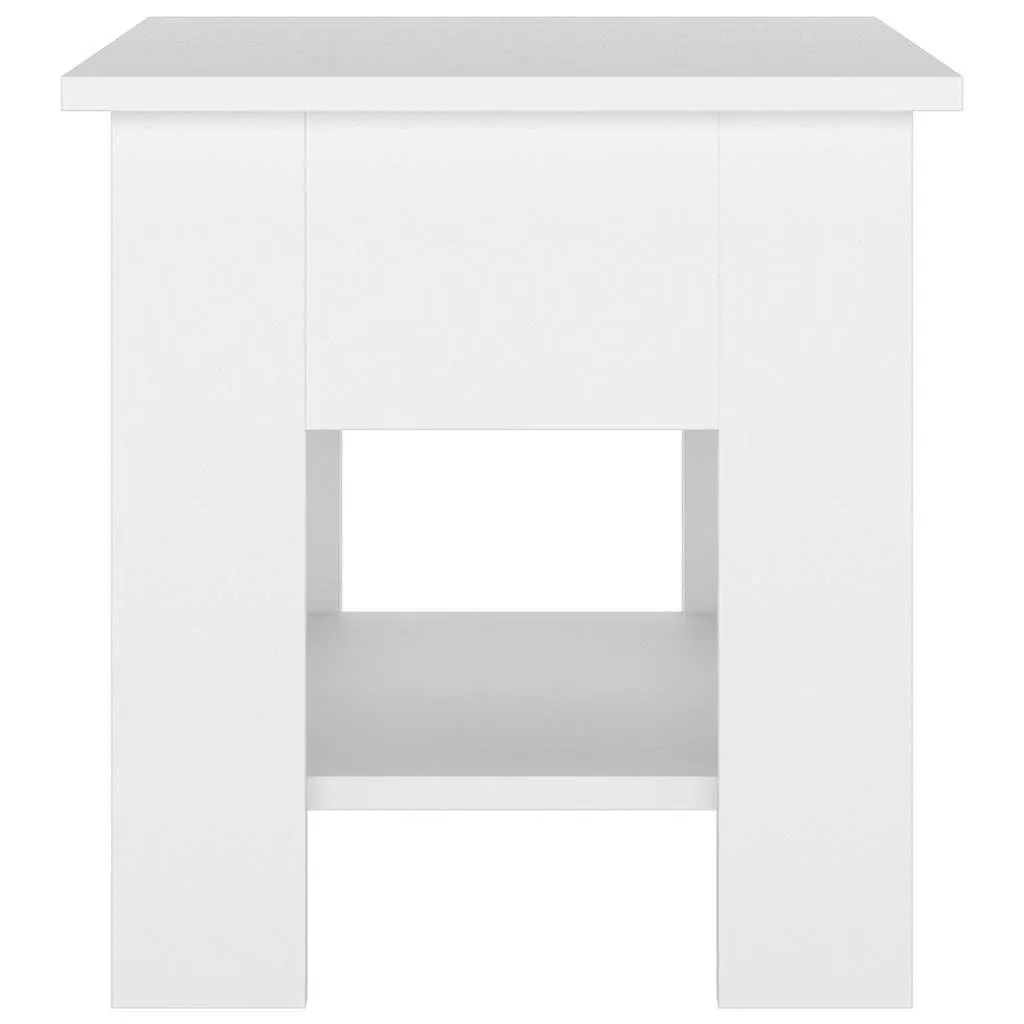 White Coffee Table with Storage Shelf Modern Living Room Side Table 40x40x42cm