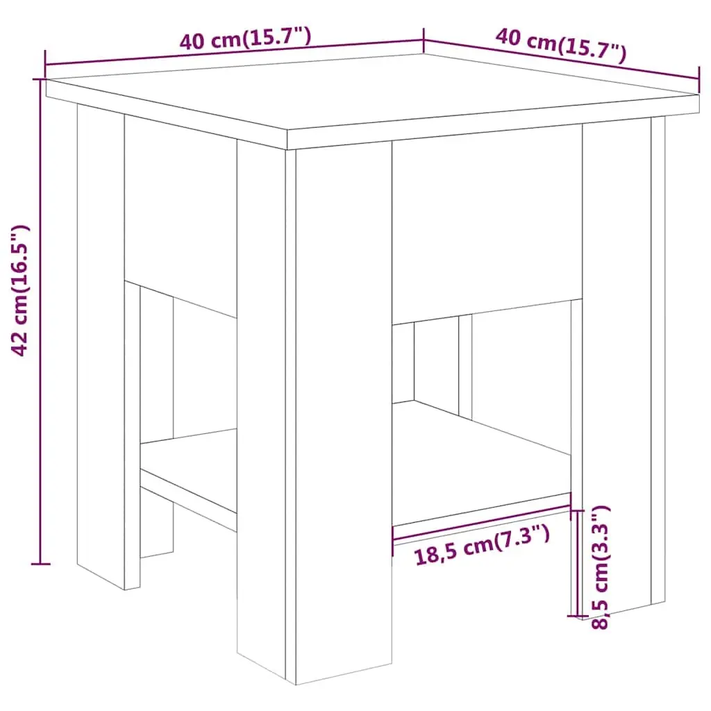 White Coffee Table with Storage Shelf Modern Living Room Side Table 40x40x42cm