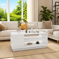 Practical White Coffee Table with Long-lasting Construction