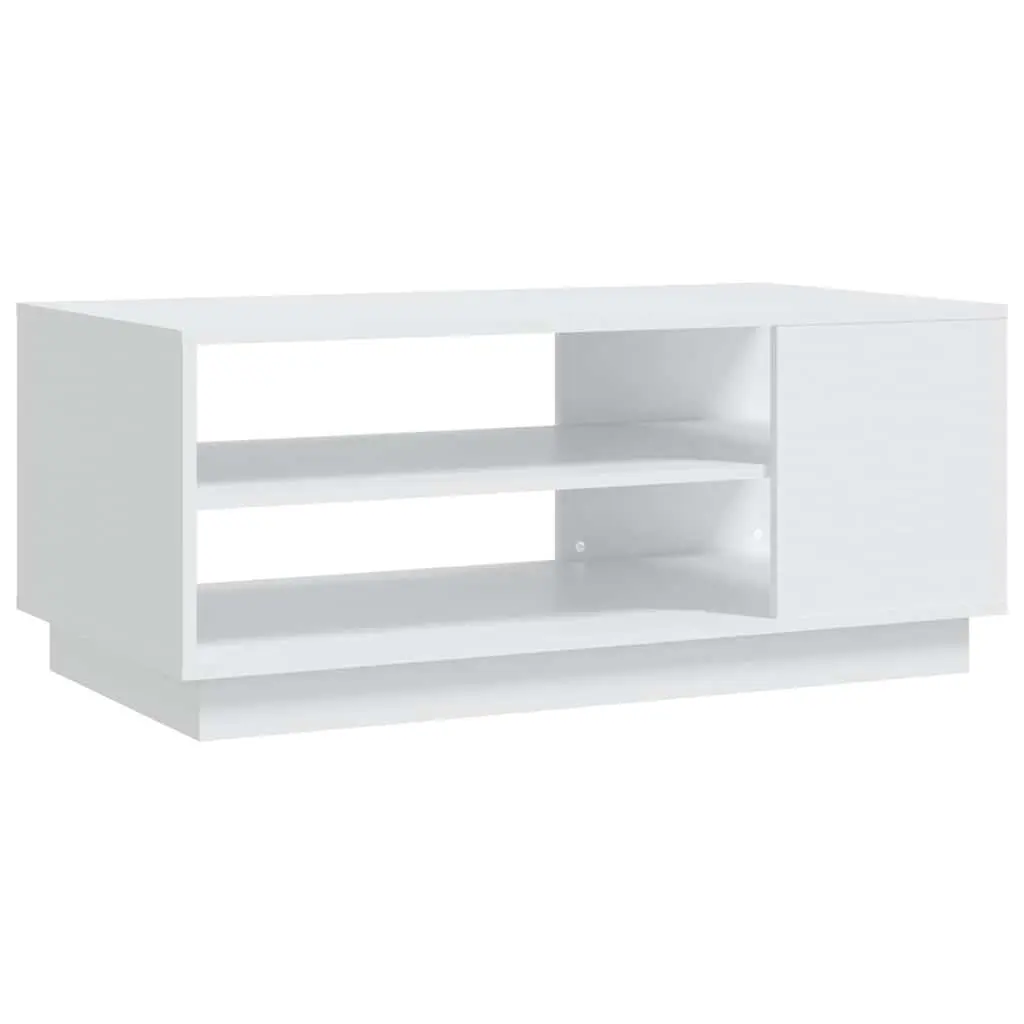 Coffee Table White Modern Design Storage Shelves Living Room Accent Furniture