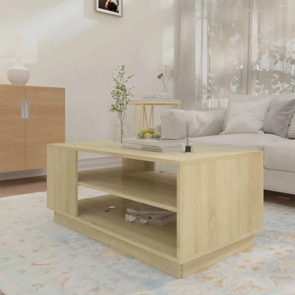 Coffee Table with Storage Shelves Brown Modern Living Room Accent Furniture