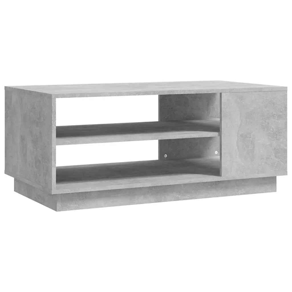 Grey Coffee Table with Storage Shelves Modern Design Living Room Accent