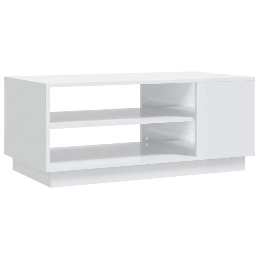 White High Gloss Coffee Table with Ample Storage