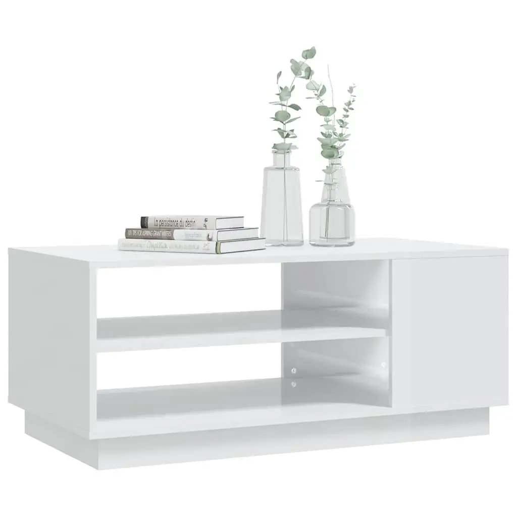 White High Gloss Coffee Table with Ample Storage