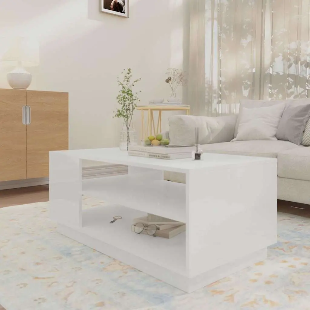White High Gloss Coffee Table with Ample Storage