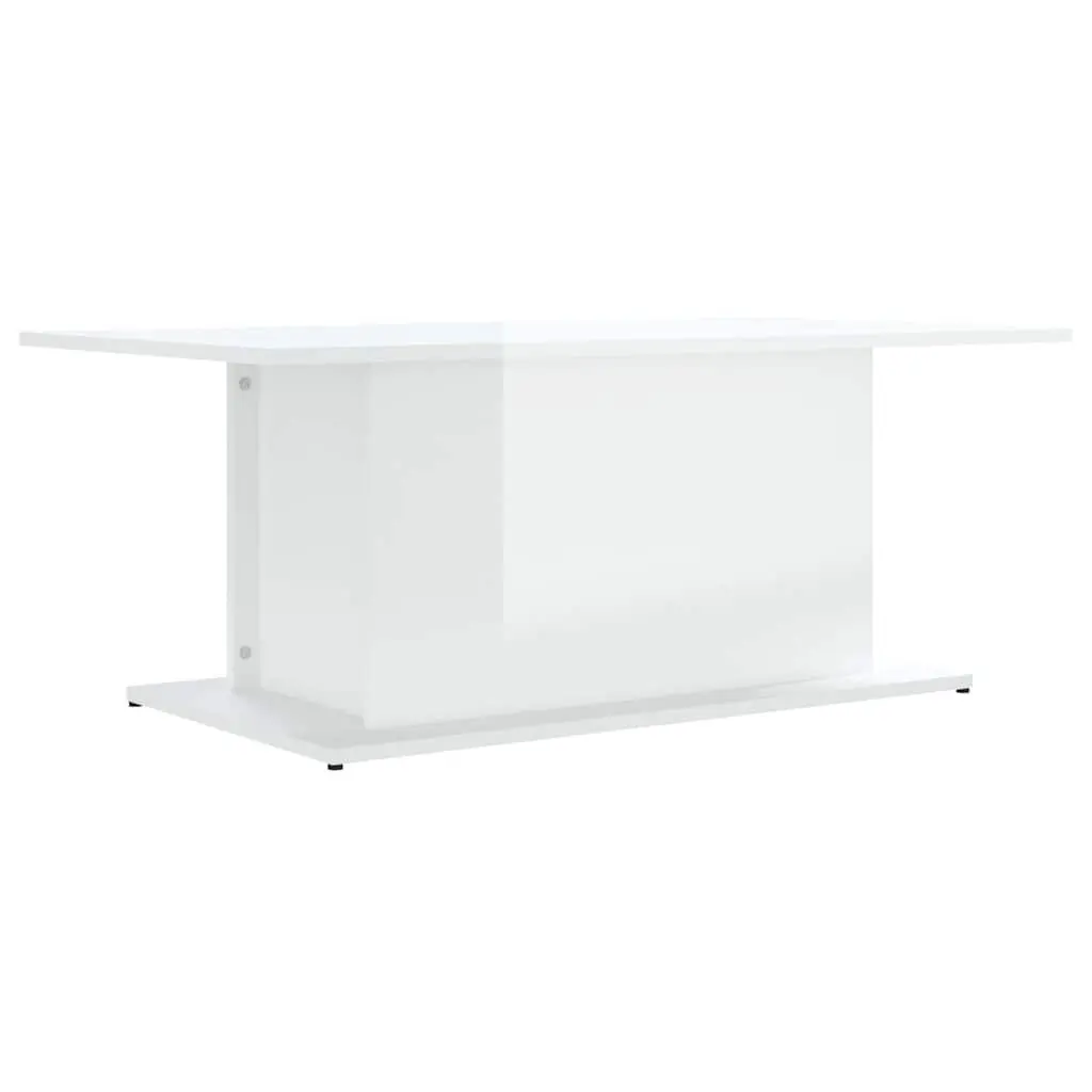 Coffee Table High Gloss White Modern Living Room Accent 102x55.5x40cm
