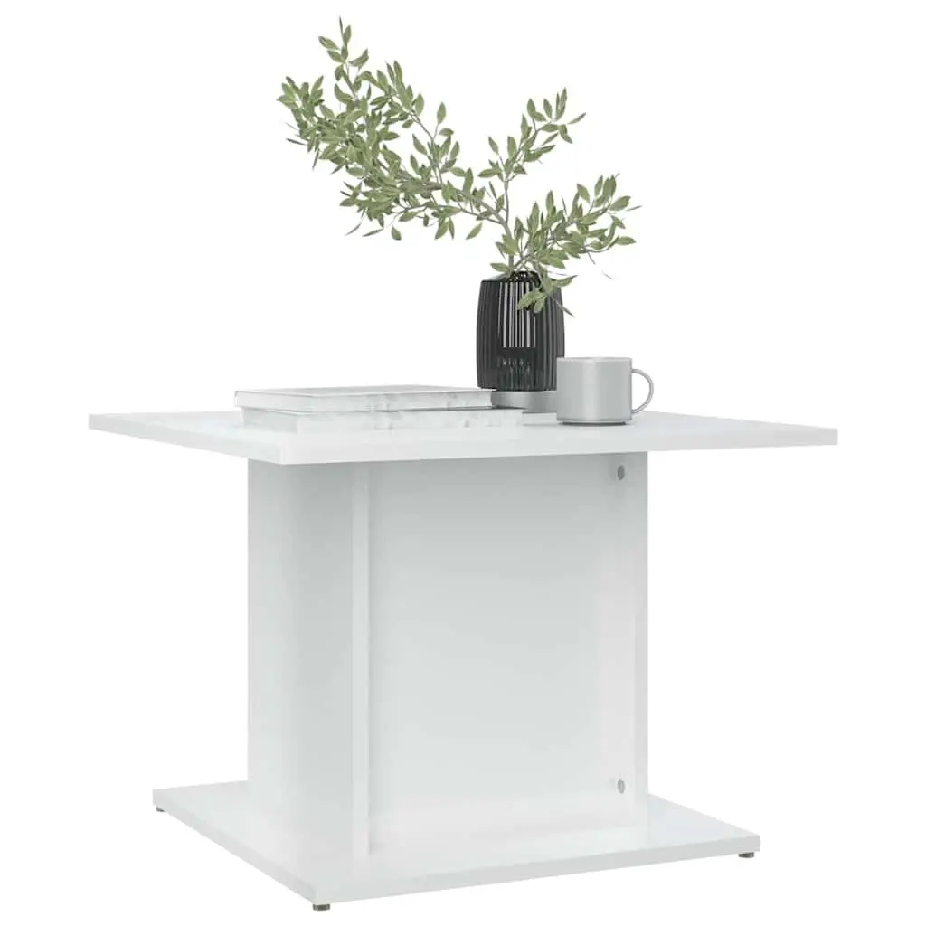 Coffee Table High Gloss White Modern Living Room Accent Furniture 55.5x55.5x40cm