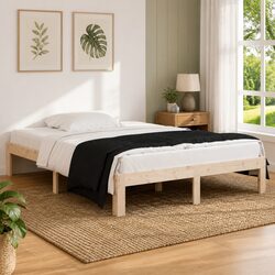 Comfortable Brown Wooden Bed Frame 135x190 cm for Lasting Value